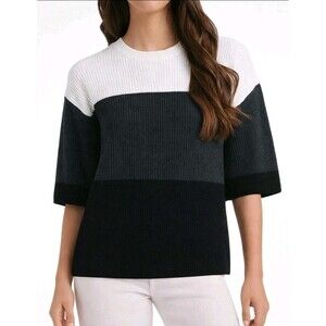 Matty M Women's Elbow Sleeve Colorblock Sweater, Black, Size L  NWT B3